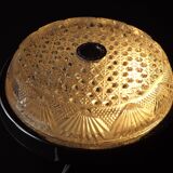 Pair of French Vintage Semi-Flush Cut Glass and Silver Metal Wall Lights