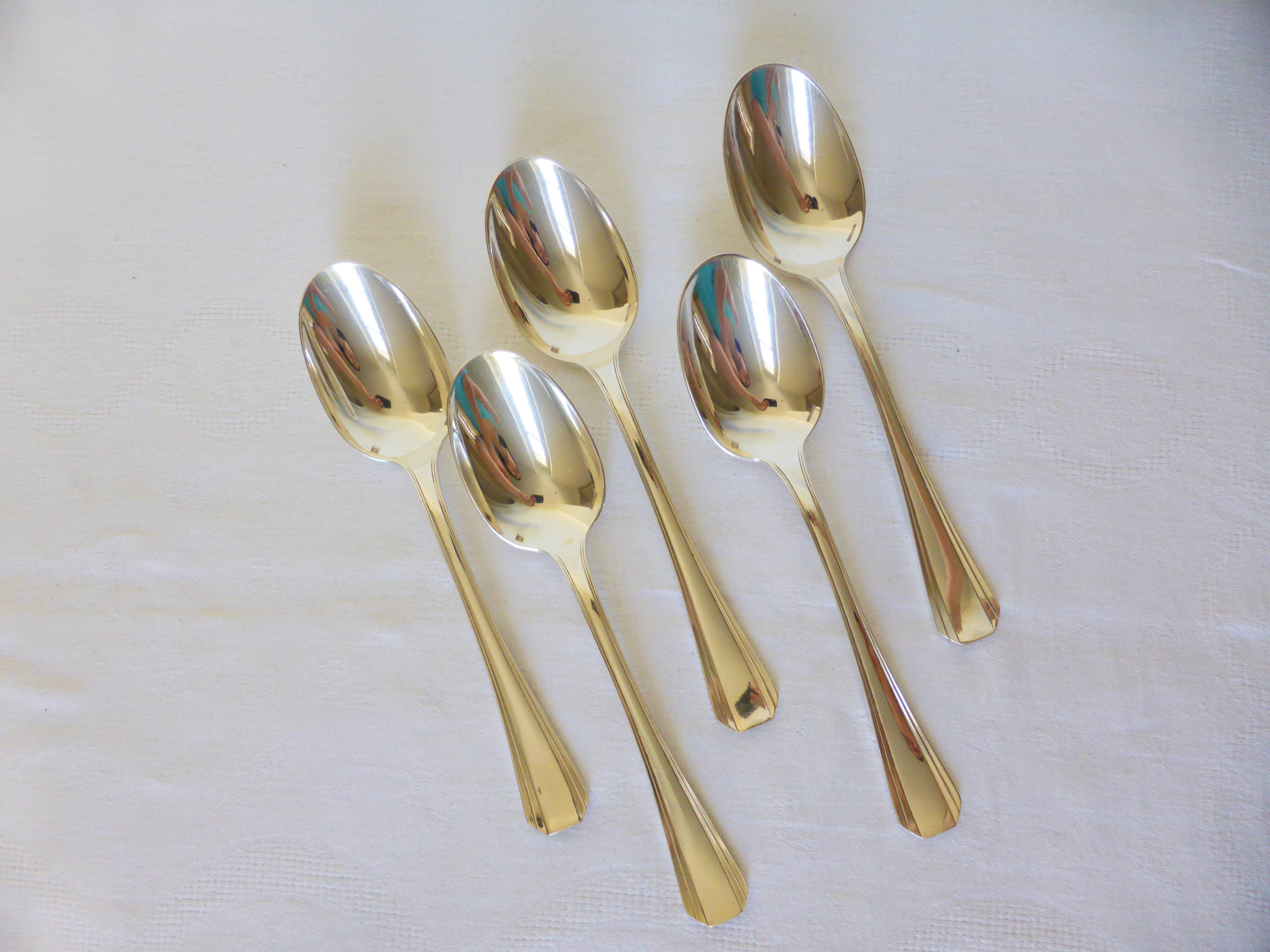 5 Christofle Art Deco style silver-plated soup spoons 2106257