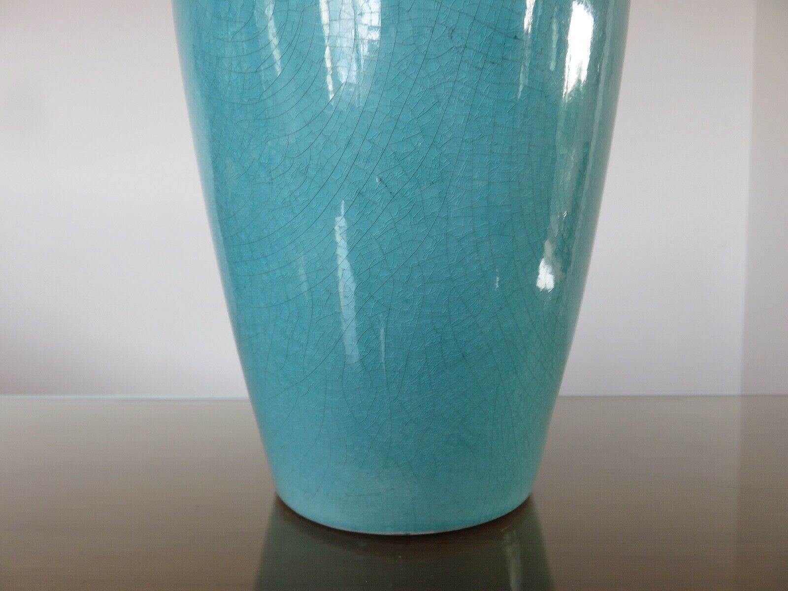Turquoise cracked ceramic "amphora" lamp, numbered 50 60s