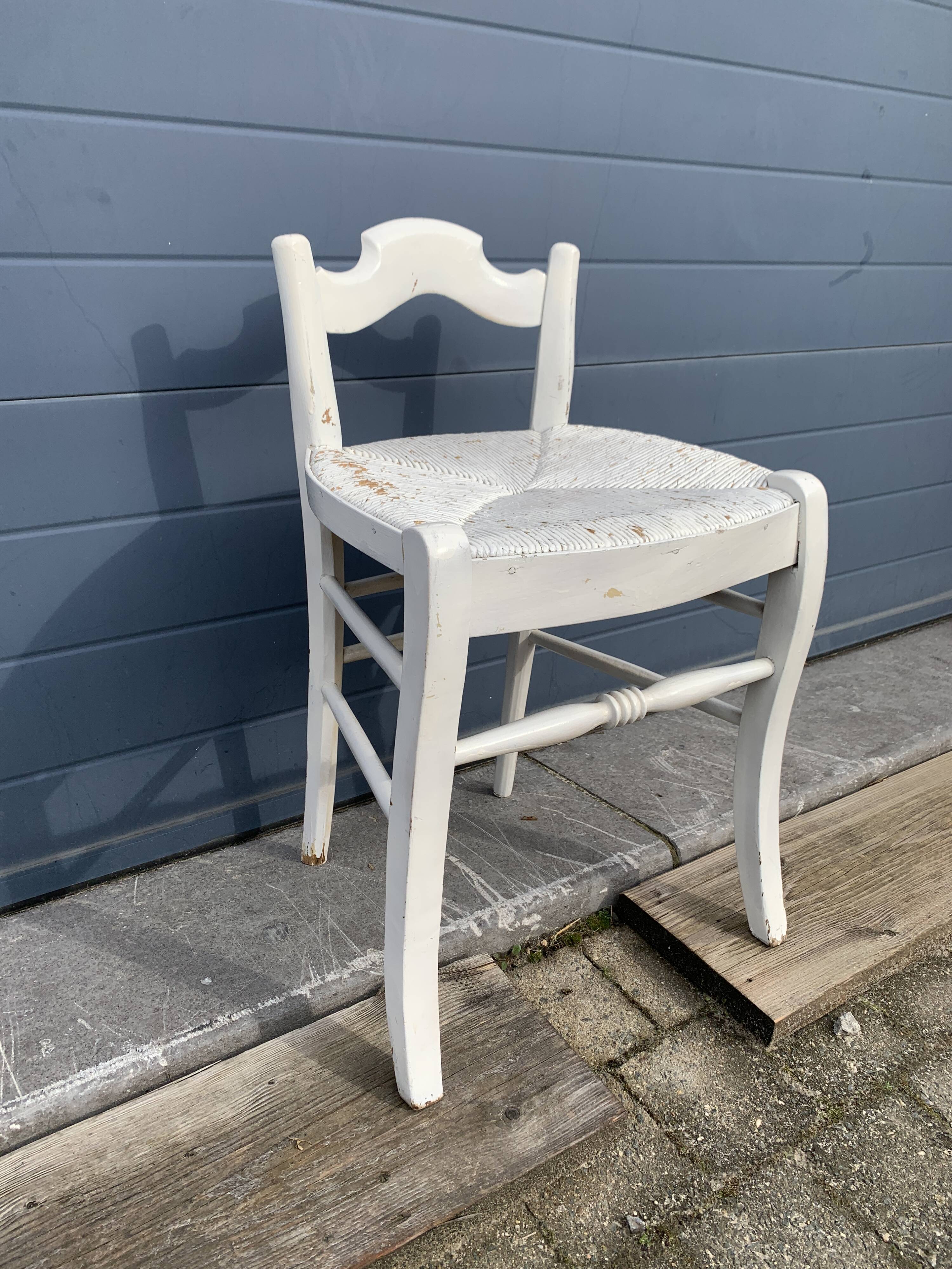 Vintage mulched stool painted white