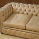 Beige leather Chesterfield sofa handmade in England.
