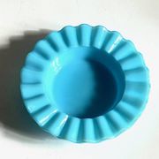 CENDRIER Vide-Poche Verre OPALIN Bleu VINTAGE