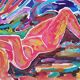 Pierre Lacroux (1909-1993) Gouache - 28 x 40 cm - elongated nude - dated 4.6.85