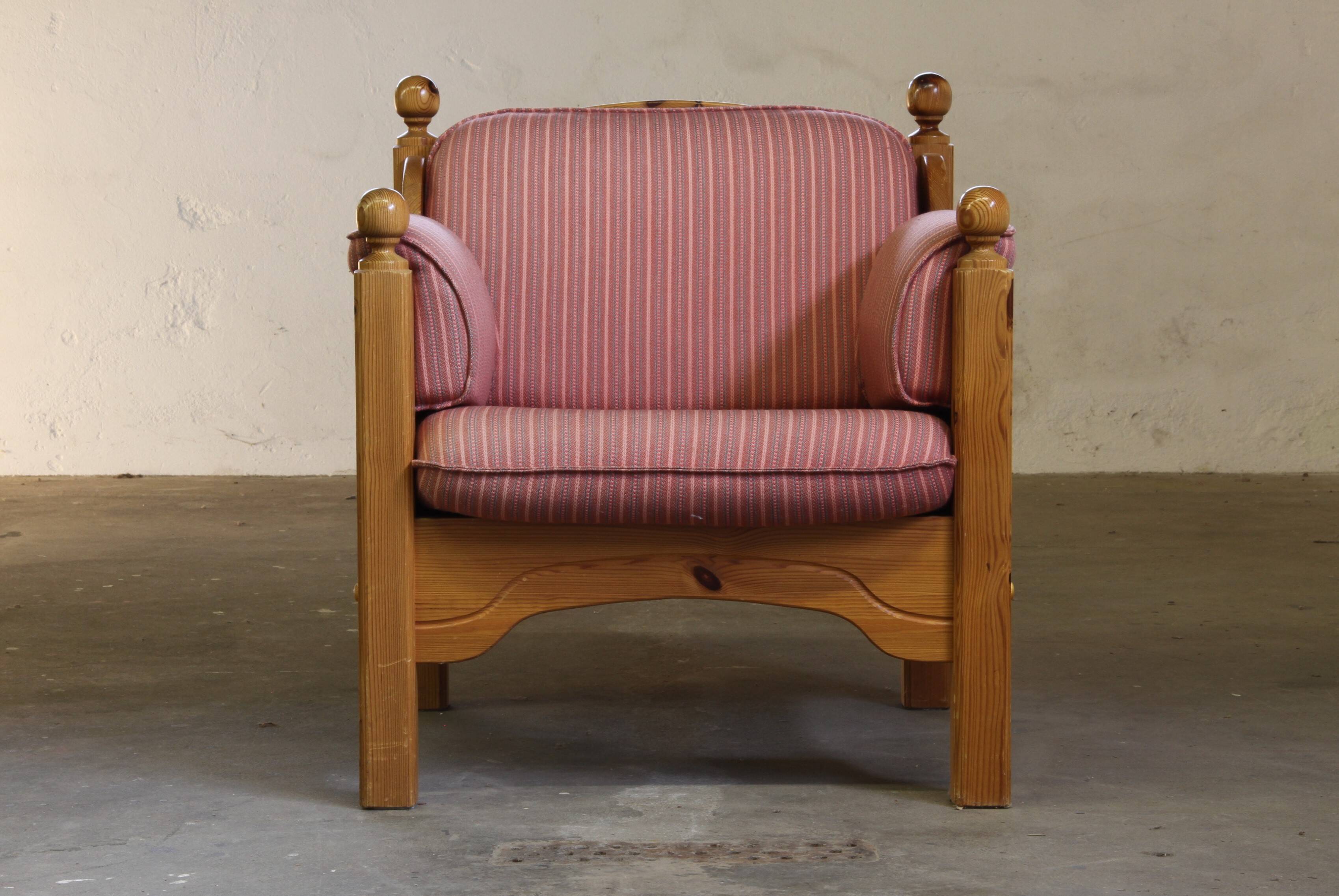 Vintage mid-century Danish pine lounge chair, 1970s