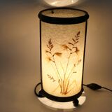 Wrought iron lamp and Perspex lampshade with herbarium decor