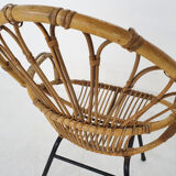Rohe Noordwolde rattan and metal lounge chair, The Netherlands 1950's