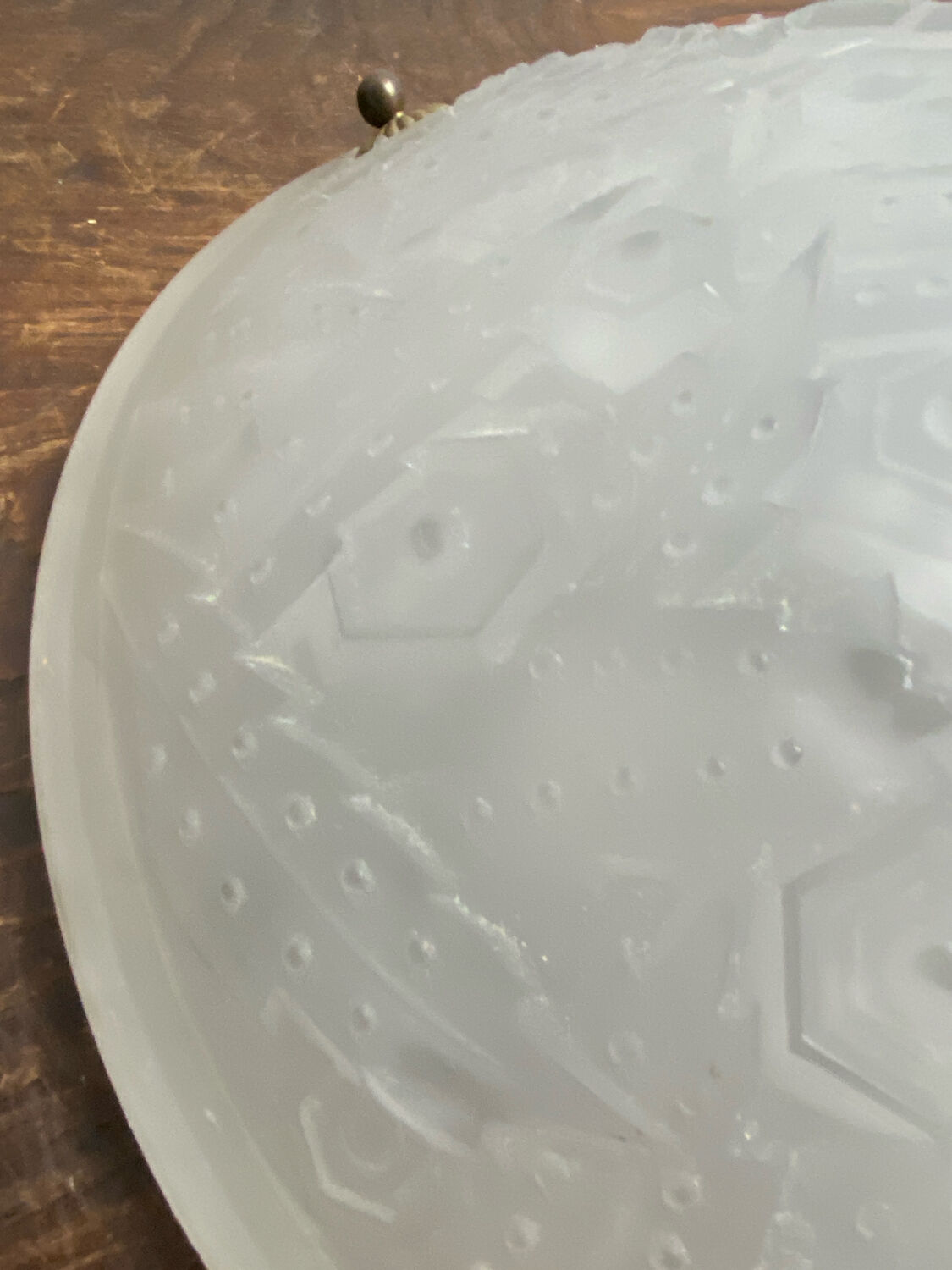 Muller Frères, moulded glass pendant, Art Deco