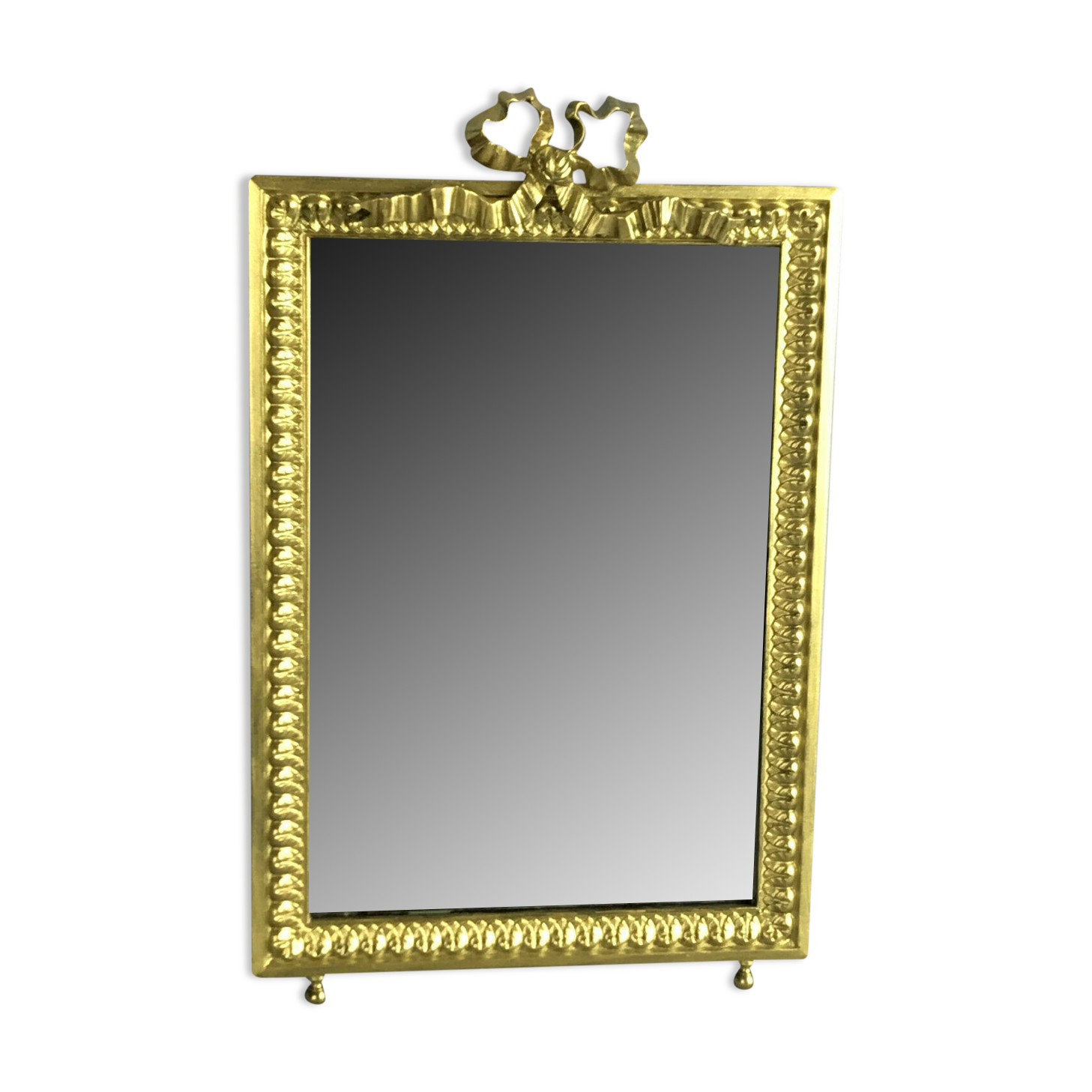Old gilded bronze mirror in Louis XVI style with beveled mirror 37x23,5cm