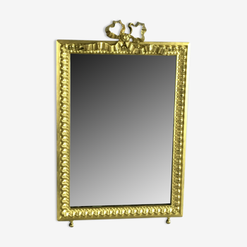 Old gilded bronze mirror in Louis XVI style with beveled mirror 37x23,5cm