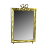 Miroir ancien en bronze doré de style Louis XVI avec miroir biseauté 37x23,5cm