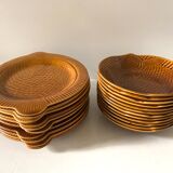 Fish service Sarreguemines vintage honey, 22 plates in total, hollow and flat