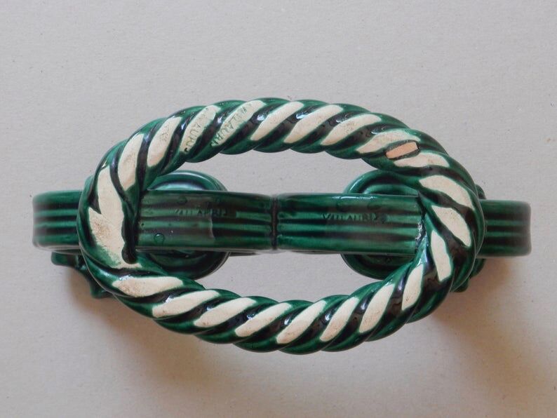 Vallauris France candle holder from the 1960s in green twisted ceramic