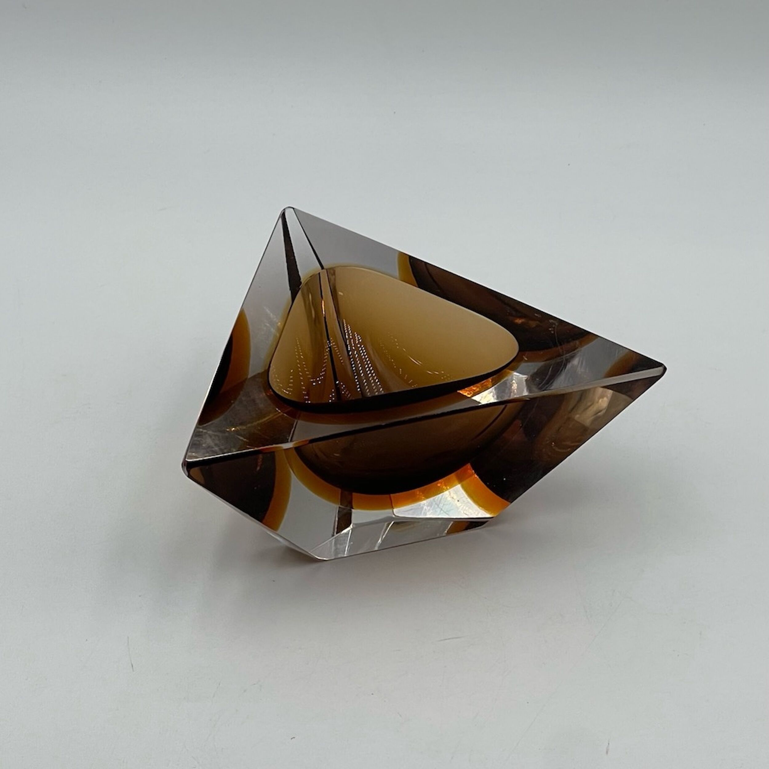 Handmade Sommerso Glass Pyramid Vase Italy, 60s
