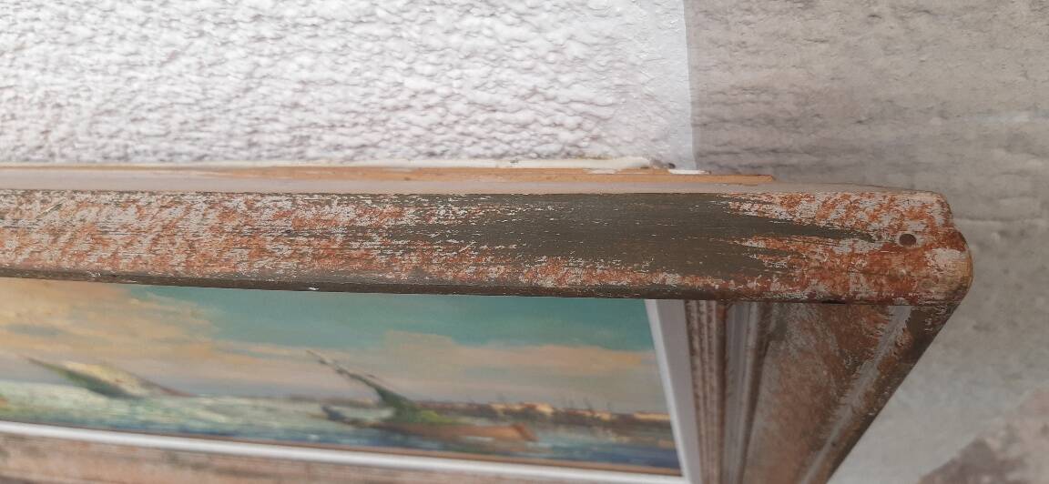 Large oil on canvas "Mediterranean Sea" signed Louis Audrey