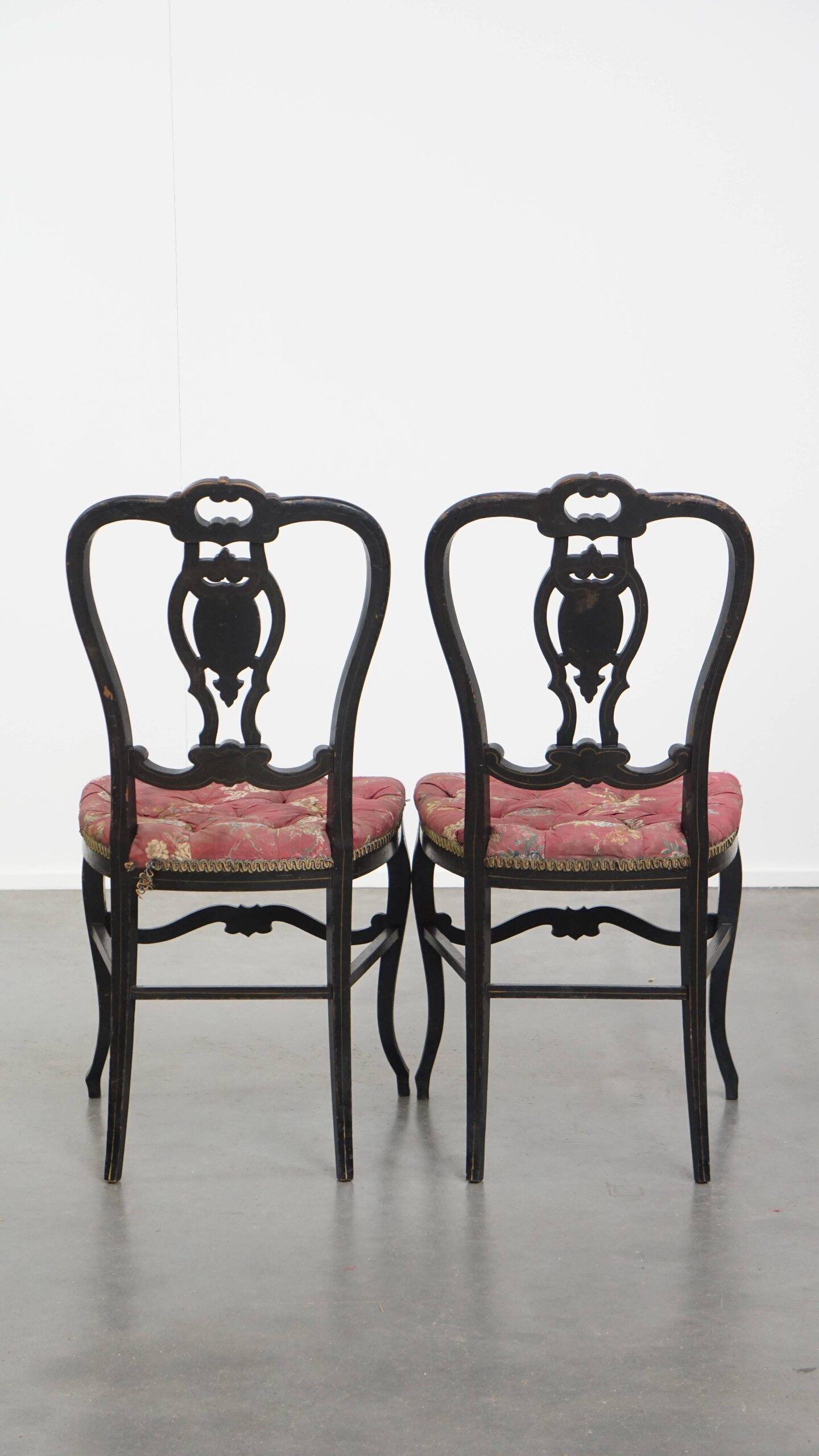 Set of 2 antique French Napoleon III chairs inlaid with mother-of-pearl