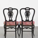 Set of 2 antique French Napoleon III chairs inlaid with mother-of-pearl