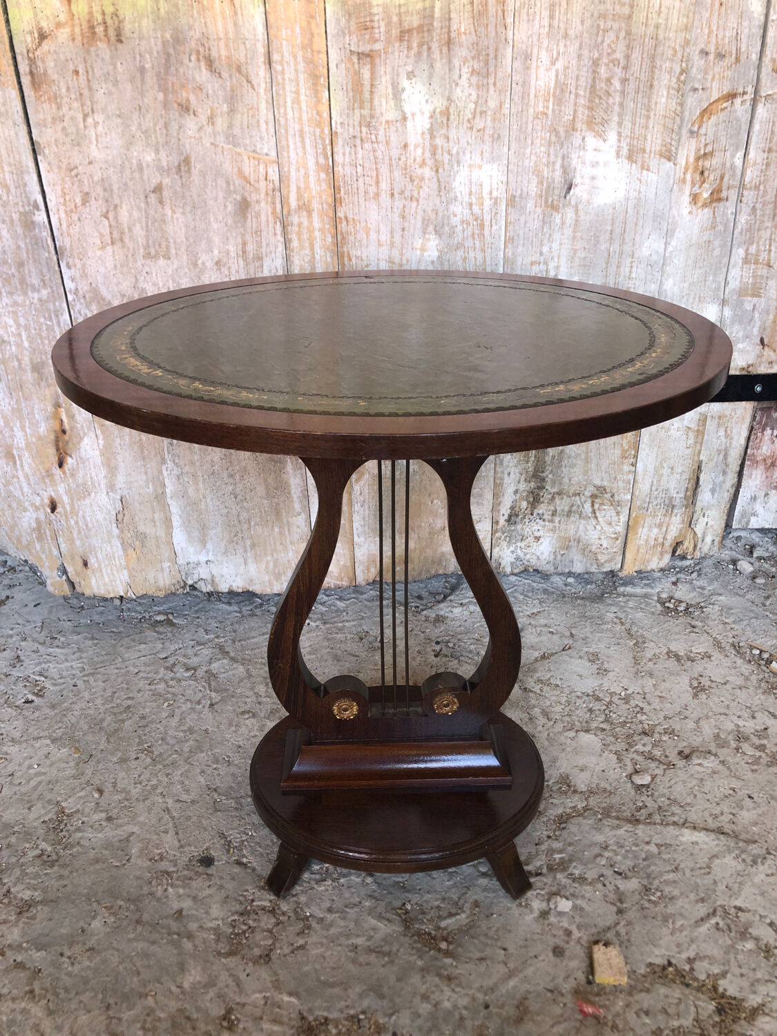 Fifth wheel side table violin wood vintage waffle tray