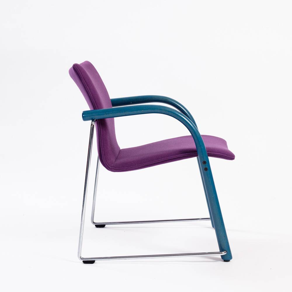 Fauteuil lounge Thonet Wulf Schneider s320 en laine violette, années 1980