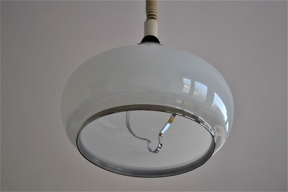 White opaline hanging lamp from the 1960s