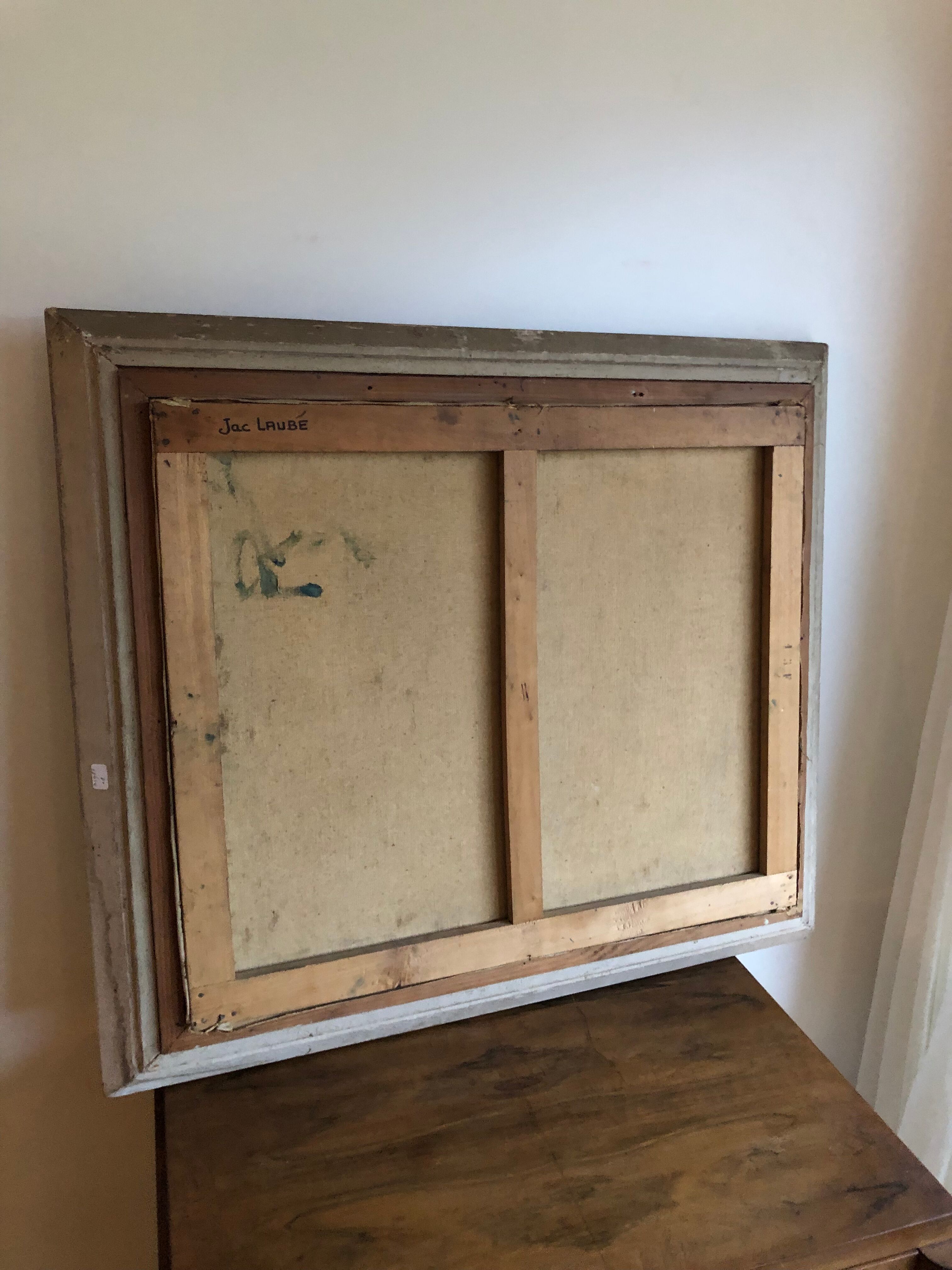 Oil on canvas House by the water