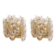 Pair of wall sconces in gilded brass and crystal, Sciolari design, Palwa, Germany, 1960s.