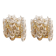 Pair of wall sconces in gilded brass and crystal, Sciolari design, Palwa, Germany, 1960s.