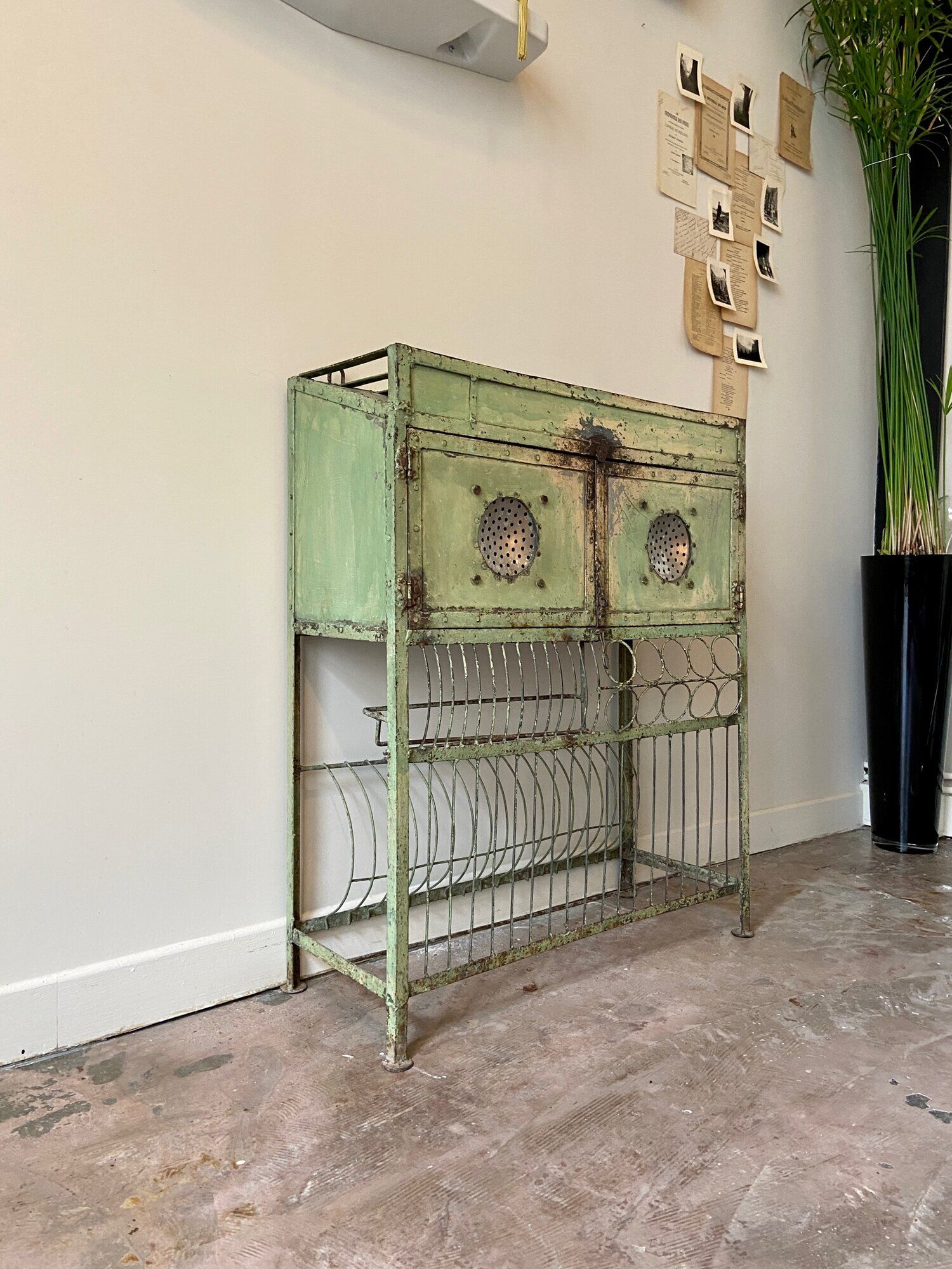 Storage cabinet in water green metal