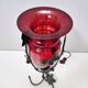Ruby Red Murano Glass Vase with Iron Grape Vines Ascribable to Umberto Bell