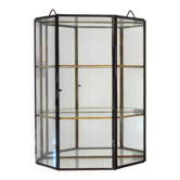 Vitrine Murale Vintage Verre, laiton et miroir
