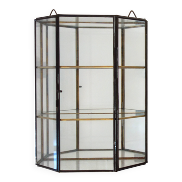 Vitrine Murale Vintage Verre, laiton et miroir