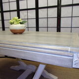 Art-deco table solid oak patina with lime