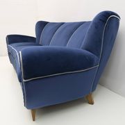 Guglielmo Ulrich Art Deco Italian Velvet Sofa, 1940s