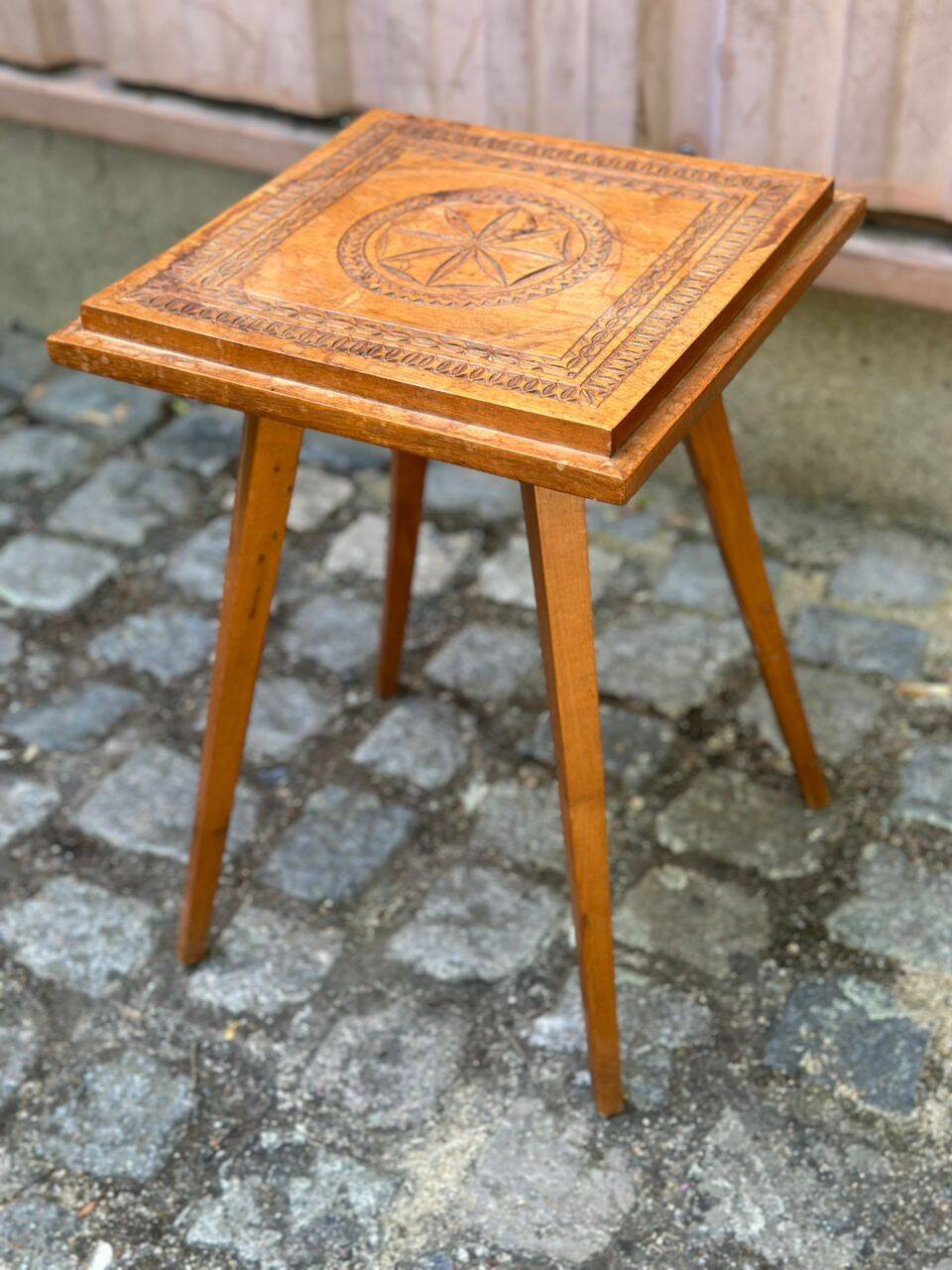 2 solid wood bedside tables carved from the 1950s.