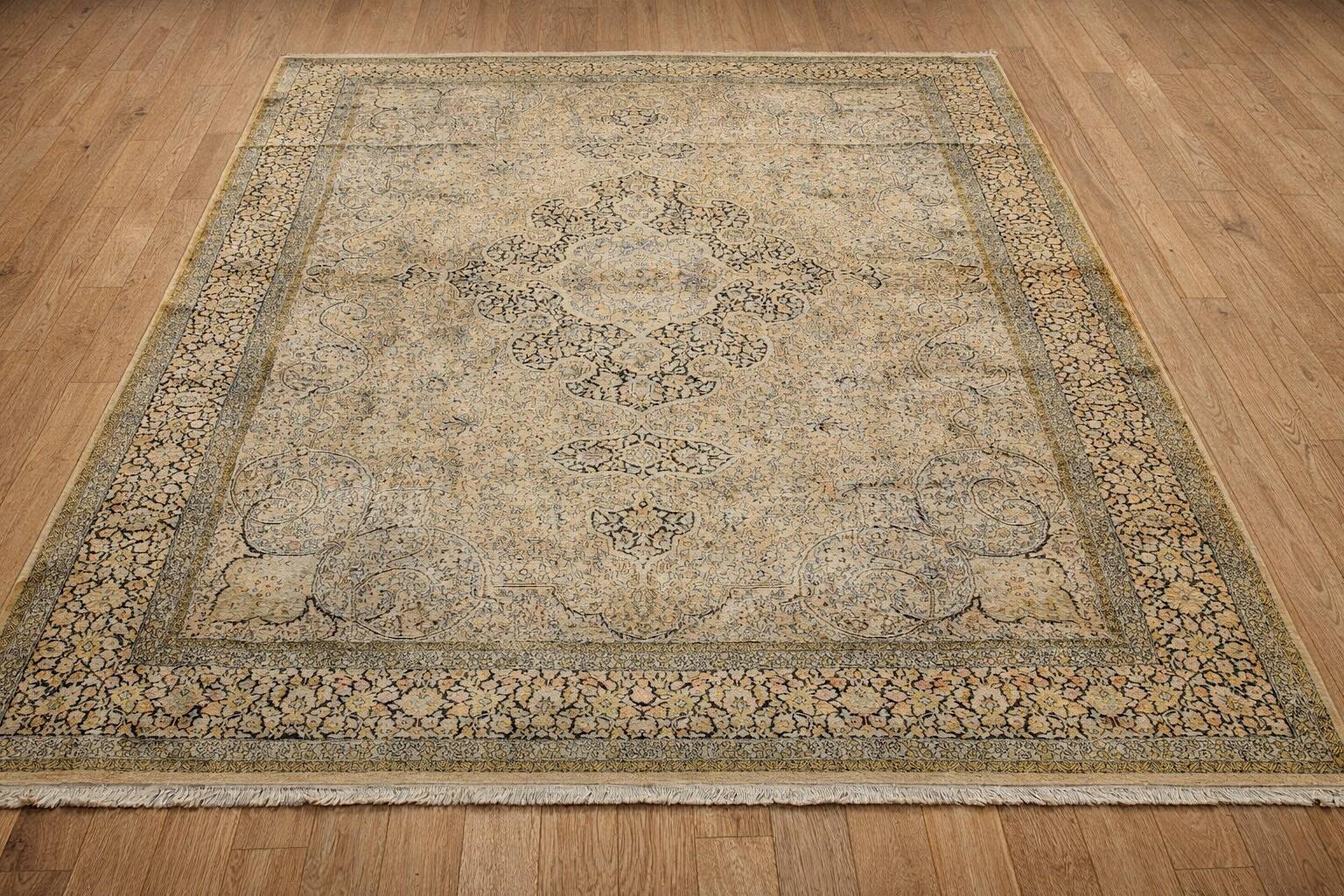 Large Kashmir silk carpet - India, handmade. - ✔ dimensions: 3.95 x 2.75 metres