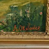 Oil on Canvas “Pastures” by N. Okolowicz – Early 20th Century