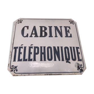 Old French enamelled plate "Cabine téléphonique"
