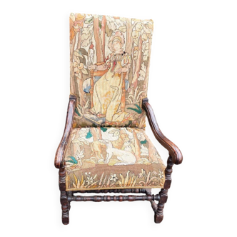 Fauteuil bobine ancien baroque france 17ème siècle tapisserie au petit point