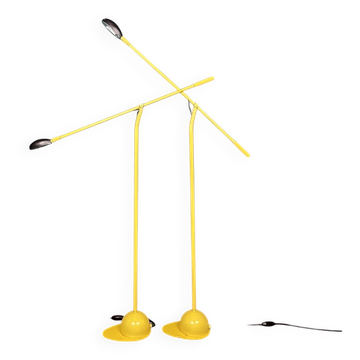 Mid-century industrial yellow floor lamps, Yugoslavia, 1960s, set of 2.