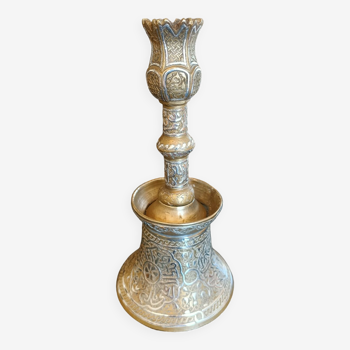 Chiseled ottoman candle holder and silver wire