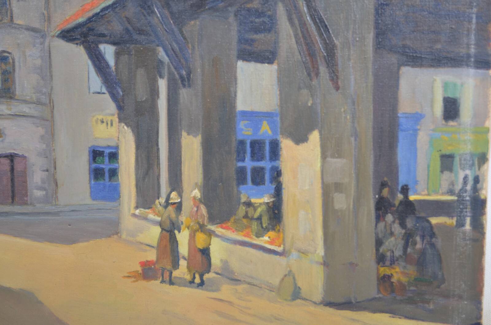 Louis Georges ALATERRE (19th-20th century) "La halle de Martel (Lot)" Oil on canvas signed