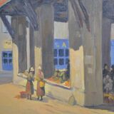 Louis Georges ALATERRE (19th-20th century) "La halle de Martel (Lot)" Oil on canvas signed