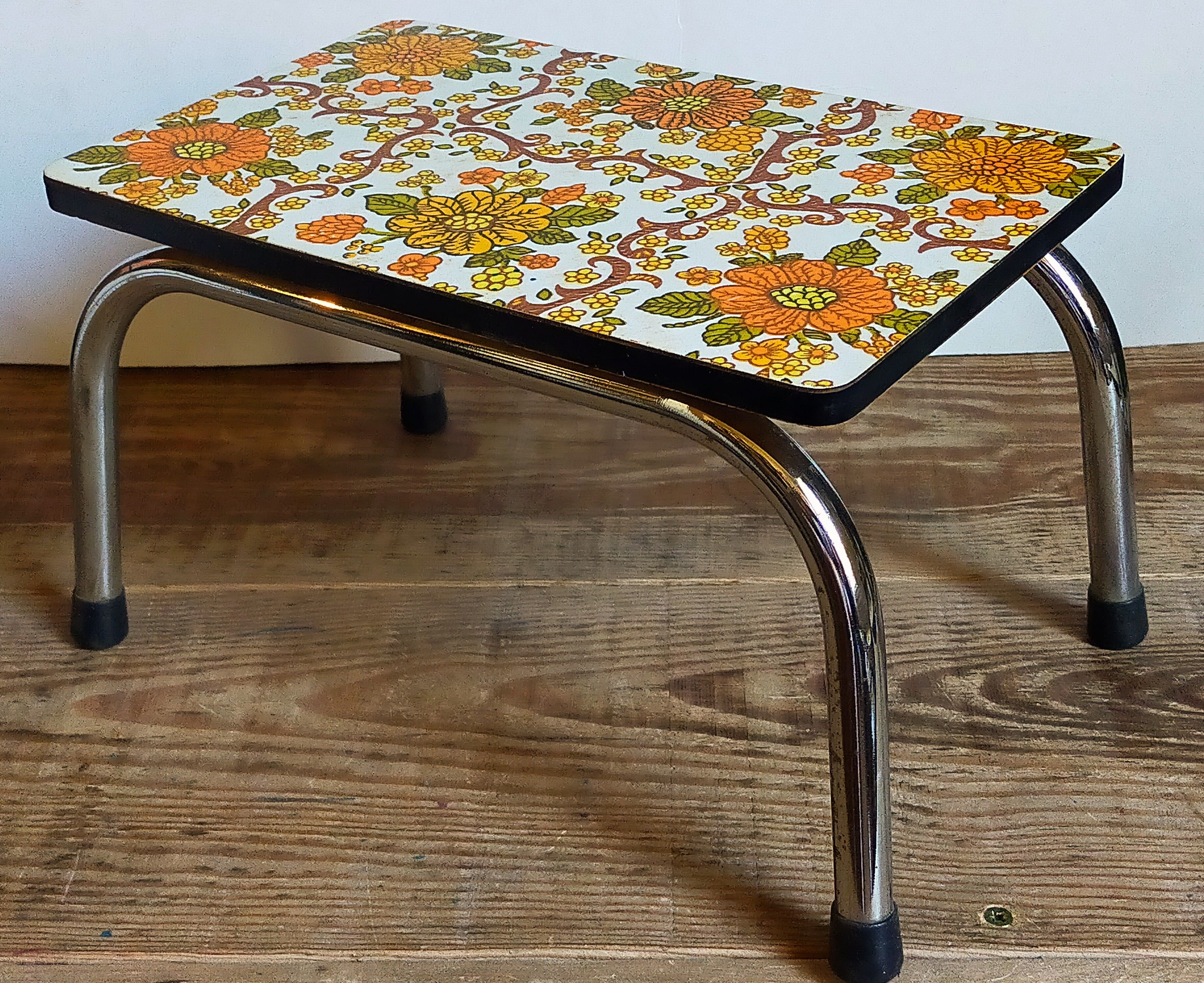 Vintage floral formica footrest stool