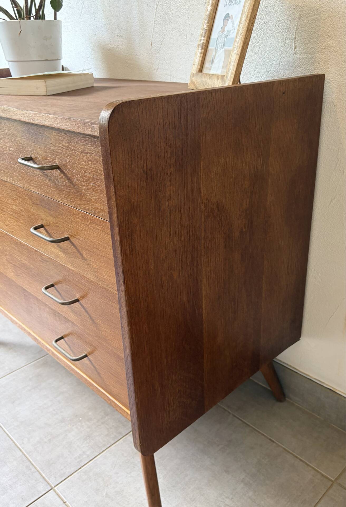 Vintage oak commode from the 1960s.