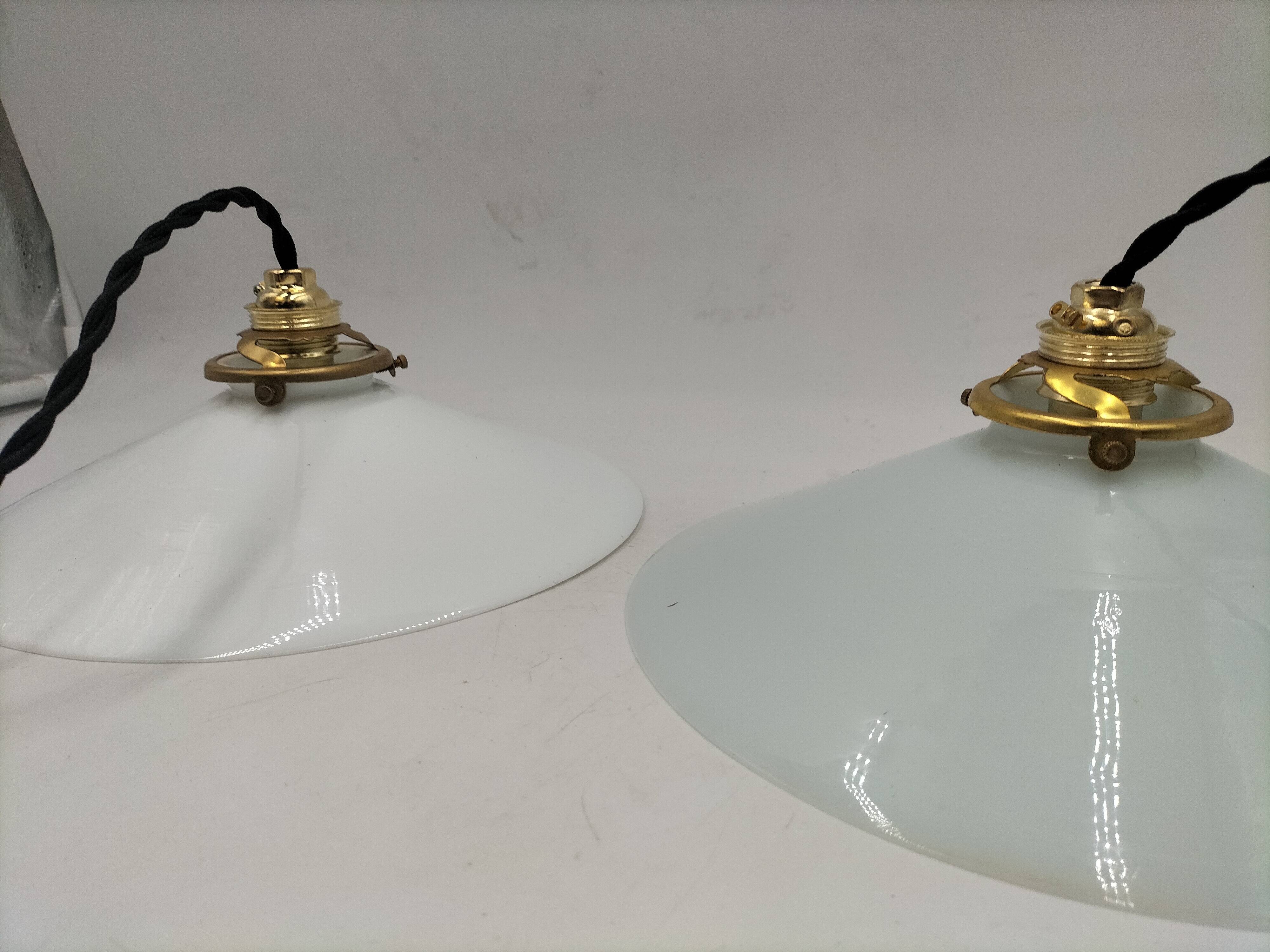 2 opaline pendant lights