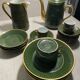 Vintage coffee and dessert service in green porcelain with gilding – 25 pieces