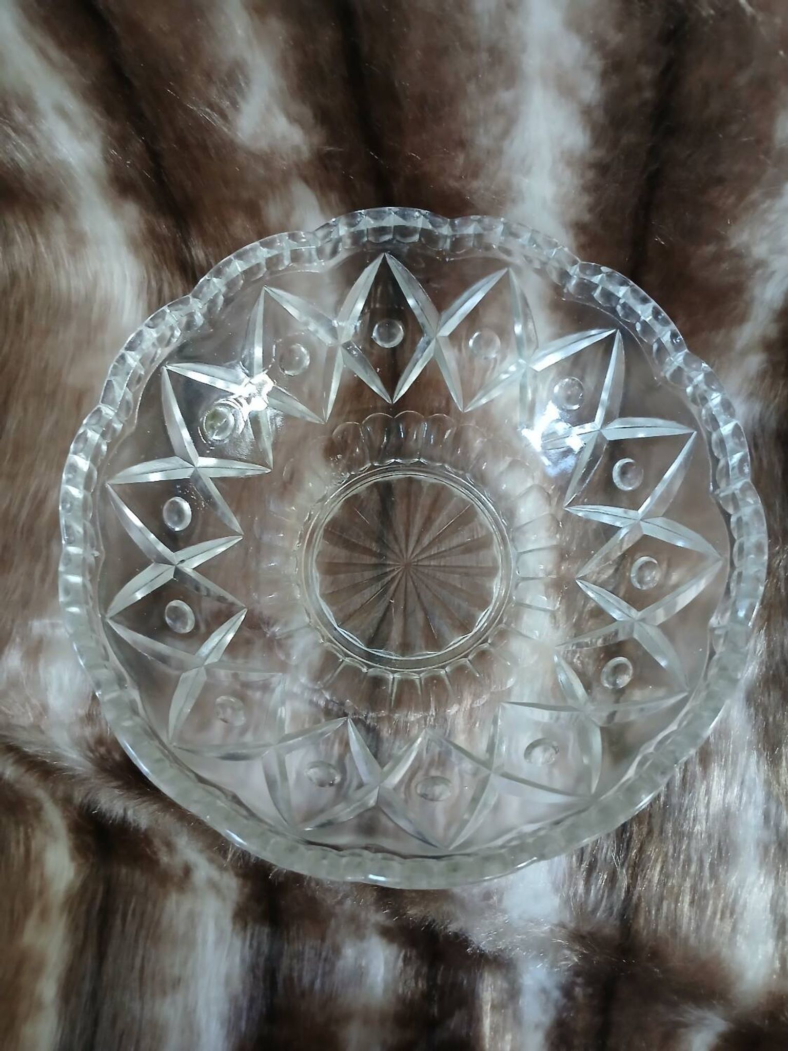 Antique cut glass salad bowl