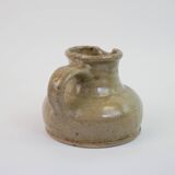 Flat jug in heavy beige stoneware