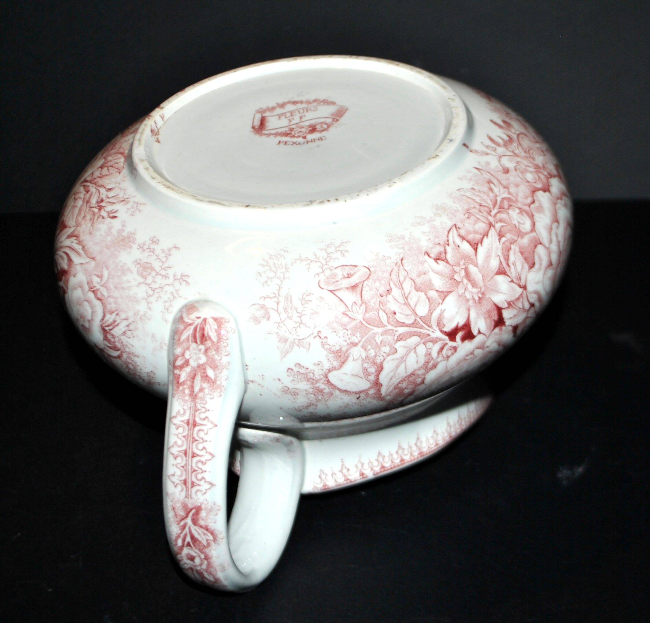 Pexonne earthenware vase/jug with a red floral rustic design