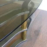 Designer coffee table in gilded brass and chrome, circa 1960