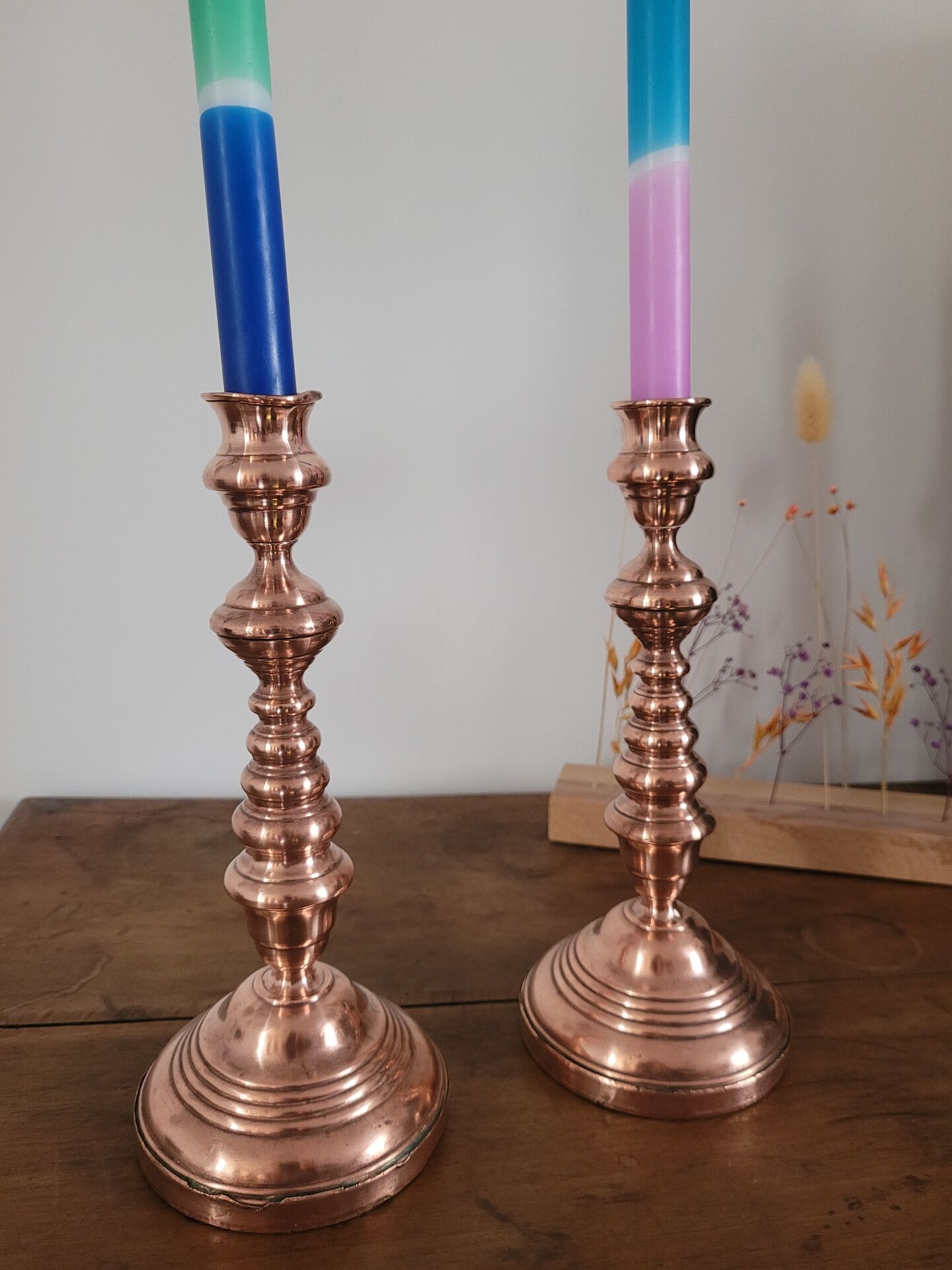 Lot de 2 bougeoirs en cuivre